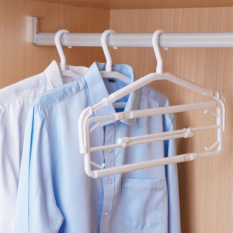 1/3 chiếc móc treo quần áo co giãn và gấp gọn, giá treo khăn chống trượt, giá phơi đồ chắn gió với móc xoay 360 độ dùng cho khăn tắm, khăn mặt, vỏ gối, chăn mỏng. Giá phơi đồ gia dụng, dụng cụ sắp xếp tủ quần áo. - Trắng - Xem 1