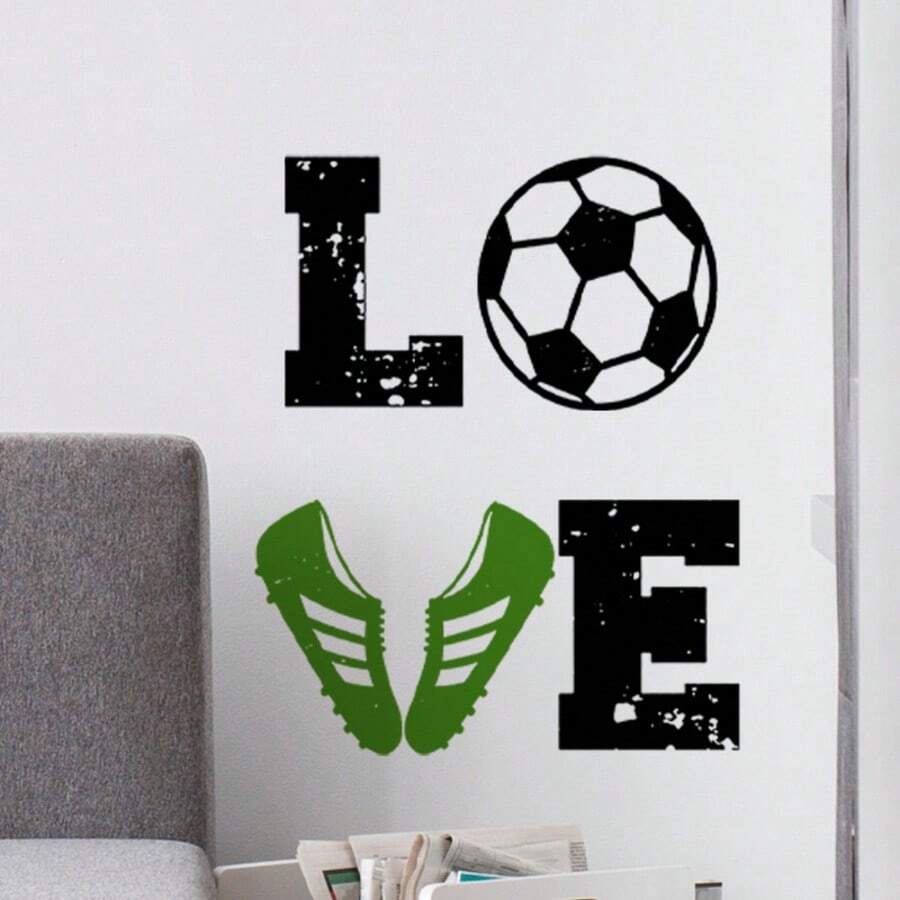 2pcs Football Wall Sticker ,2D Flat Printing , Suitable As A Gift For Football Window Sticker , Creative Self-Adhesive , Suitable For Living Room, Bedroom, Dining Room, Study, Bathroom, Glass Decoration And Embellishment