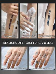 1pc Finger Tattoo Temporary Tattoo Small Y2K Geometric Semi-Permanent Waterproof Sweat-Resistant Lasts 1-2 Weeks Anti-Friction Non-Reflective Men Tattoo Stickers Suitable For Arm, Chest, Leg, Abdomen, Waist, Finger, Neck, Spine Modernist Body Art - Black - View 4