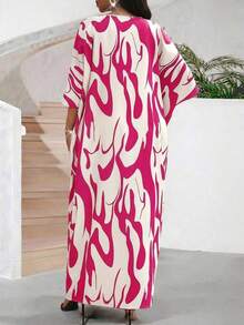 Lady Vestido holgado con estampado floral, cuello con muesca, para vacaciones de verano, talla grande - Multicolor 10 - Ver 2