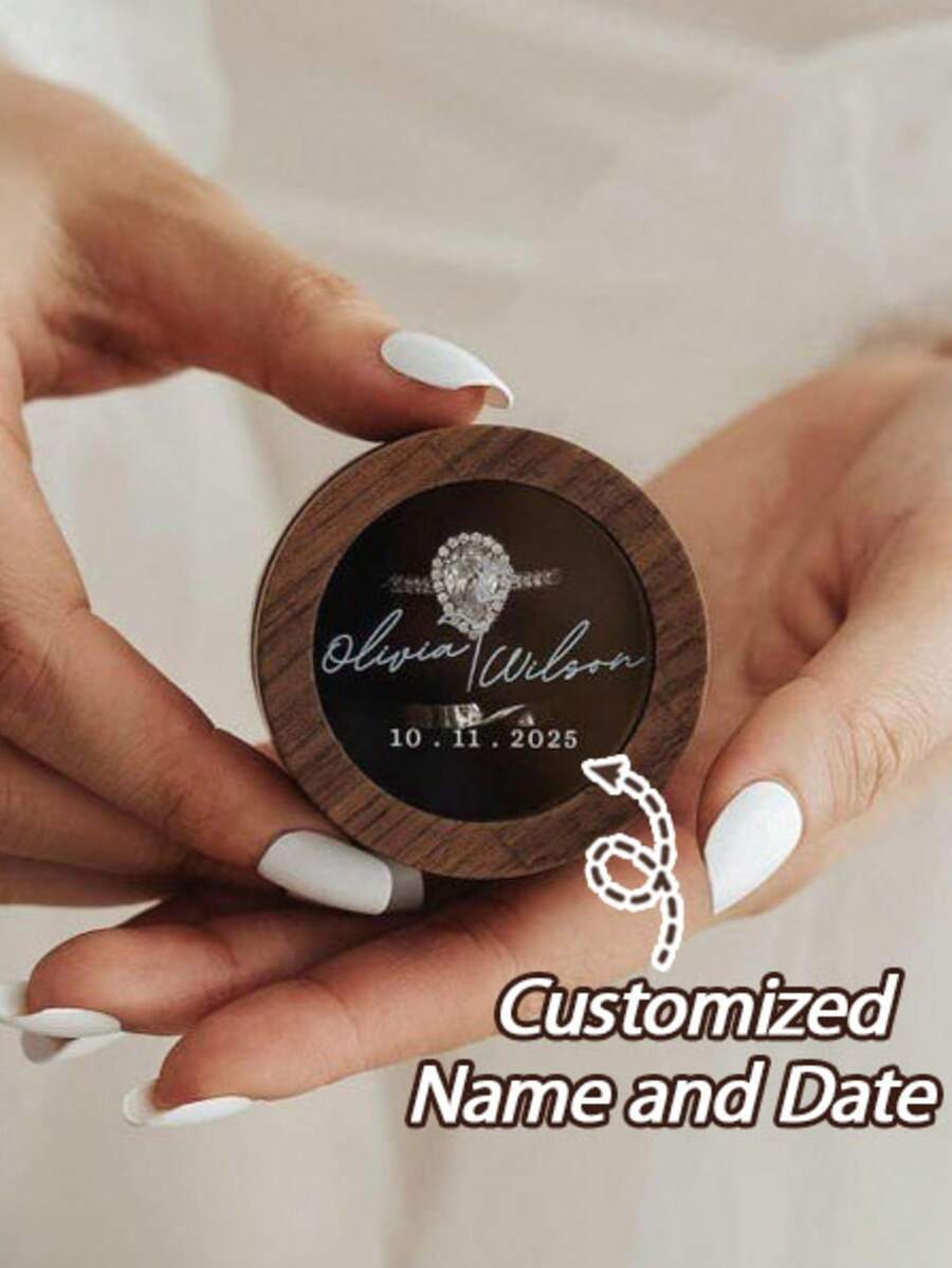 Kotak Cincin Pernikahan Kustom, Kotak Cincin Kayu yang Dipersonalisasi untuk Upacara Pernikahan, Kotak Cincin untuk Pernikahan, Kotak Cincin Kayu, Kotak Cincin Pernikahan 3 Cincin - MultiWarna - View 1