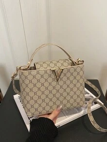 Bolso de mano elegante con diseño de letra 2026 Niche, nueva bolsa de hombro y bandolera de moda y estilo para mujeres - Beis - Ver 12