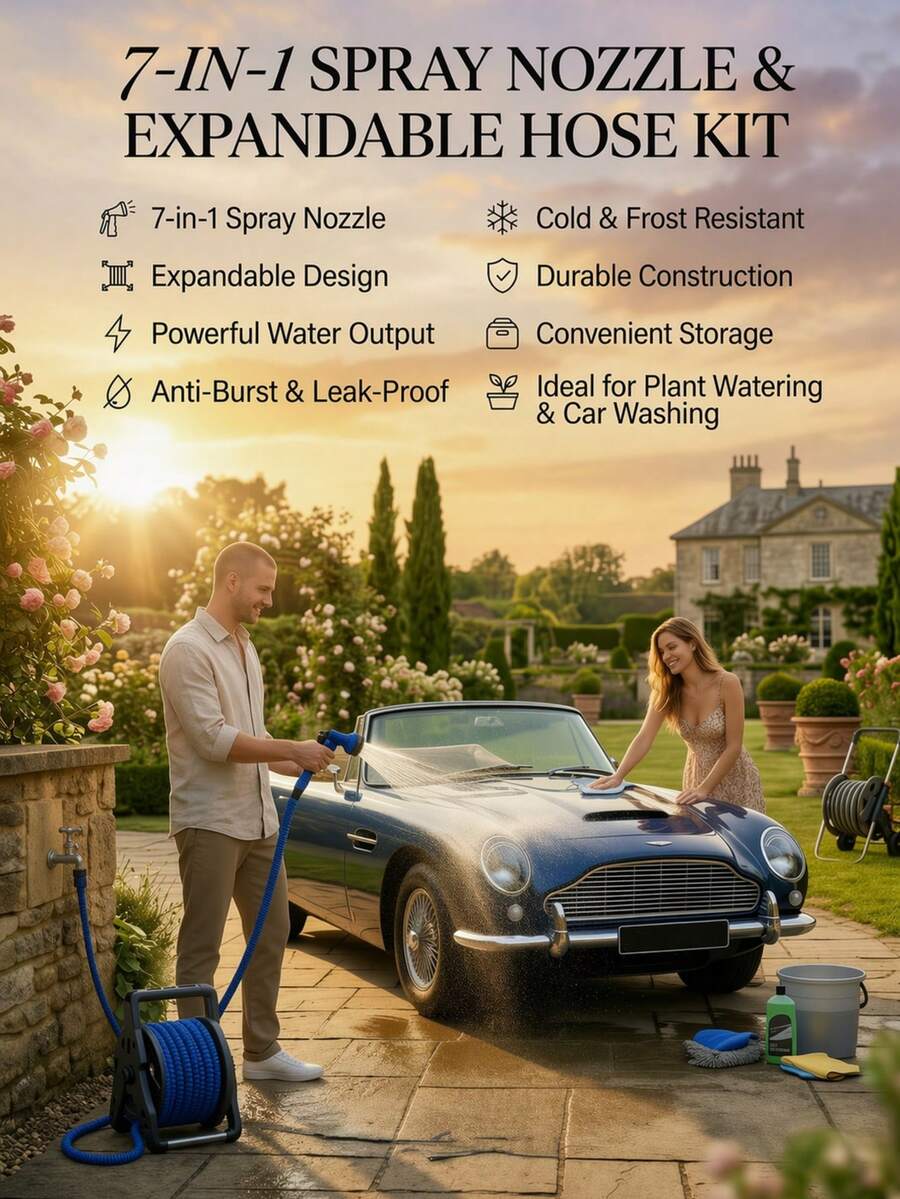 Ống dẫn nước đa năng bằng cao su latex, màu xanh dương/xanh lá cây, dạng đặc, dài 30 mét, áp suất cao, tự co rút, kèm súng phun nước tưới vườn, thích hợp cho rửa xe và làm vườn, dạng cuộn có thể thu gọn, dụng cụ tưới tiêu. - 100 feet vòi + 1 vòi phun - Xem 1