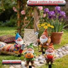 4 piezas Decoración de jardín bohemia con gnomos lindos, planos en 2D, adecuados para el patio, el césped, las plantas en macetas, regalo perfecto para fiestas - A - Ver 6