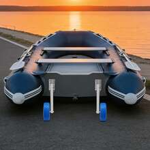 SHIOUCY Blue Stainless Steel Inflatable Boat Trailer Wheels, 9.84" Tire 330.7lbs Max Load Boat Launching Wheels For Beach Short Distance Moving - Azul - Ver 2