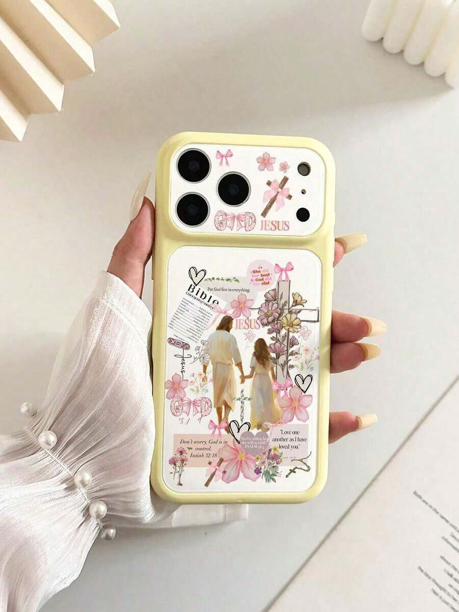 Funda de teléfono a prueba de golpes con diseño minimalista y colorido de Jesús pintado, compatible con iPhone y Redmi - Multicolor 7 - Ver 1