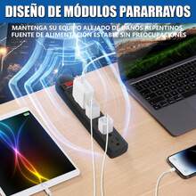 6-Outlet Power Strip, Wall-Mounted Power Strip, Desk Power Strip, Surge Protector Power Strip, For Home, Office, Garage, Workbench, Cables - 查看 6