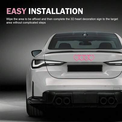 3D Heart-Shaped Car Logo Sticker, Self-Adhesive Car Badge, Easy To Install - Suitable For Most Vehicles