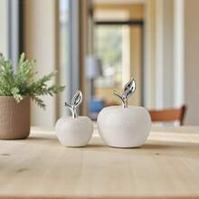 1件樹脂蘋果裝飾品，現代黑/白色水果雕塑附金箔，奢華家居裝飾配件，適用於客廳、書桌、層架，入厝禮物，桌面中心裝飾，極簡美學裝飾，房間裝飾，家居裝飾，節日必備 - 多色 - 查看 3