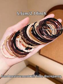 40 chiếc/gói Dây buộc tóc màu đất, độ đàn hồi cao, chống trượt. - Nhiều màu - Xem 10