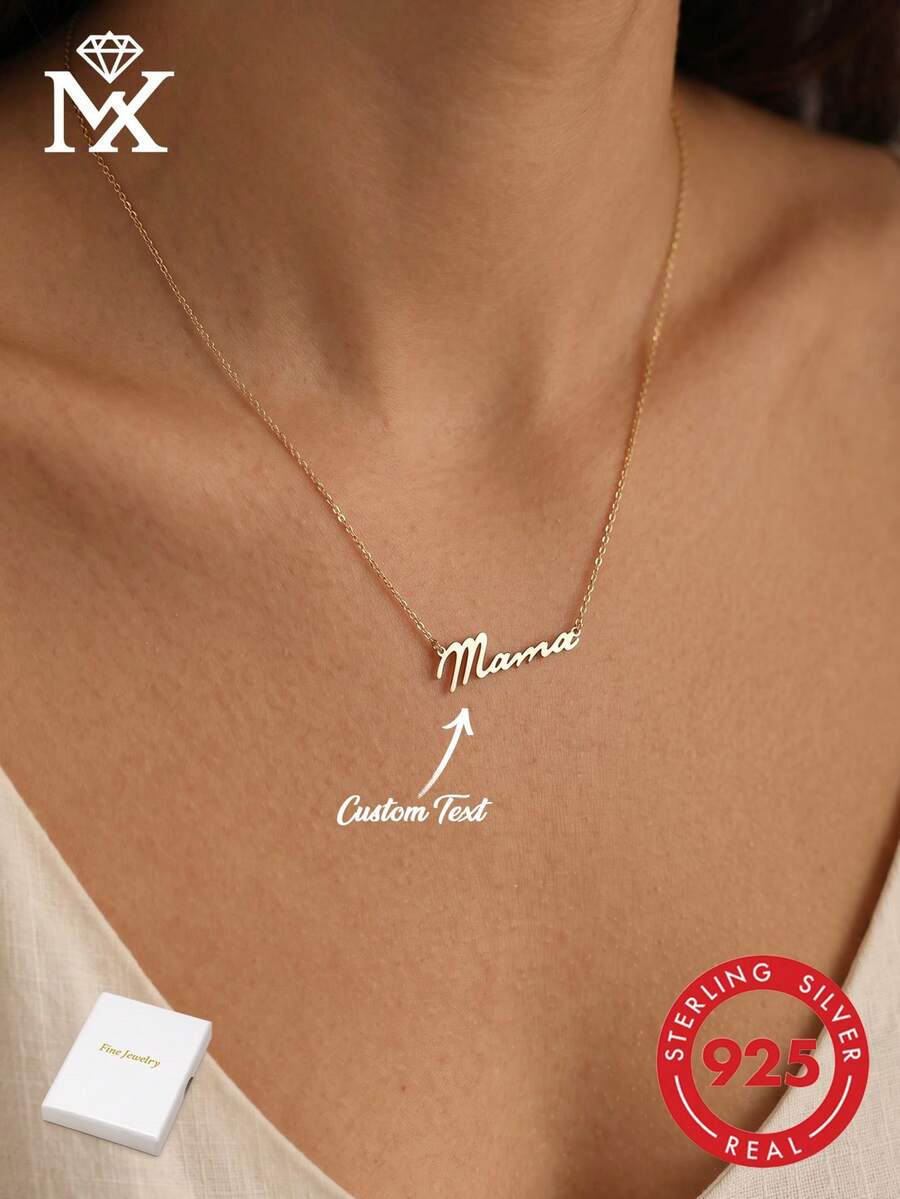 Dây chuyền bạc 925 khắc tên theo yêu cầu, trang sức cá nhân hóa, dây chuyền chữ cái, quà tặng cá nhân hóa, quà tặng cho nữ, quà tặng Ngày của Mẹ. - Nhiều màu - Xem 1
