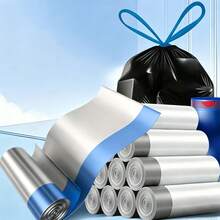 Thickened Drawstring Trash Bags, Large Size For Home & Kitchen Use, Self-Sealing Design To Keep Hands Clean - A - View 5