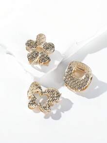 3 chiếc kẹp tóc hình hoa và bướm bằng hợp kim màu trơn, kiểu dáng Bohemian, phụ kiện tóc dành cho sinh viên, phù hợp với kiểu tóc mùa thu/đông và trang phục đi nghỉ mát. Kẹp tóc hoa, trang trí tóc mùa đông, kẹp tóc thời trang mùa hè đi biển. - Bộ 3 cái - Xem 5