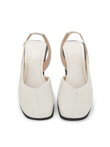 Women's White Slingback Flat Shoe Macerata Square Toe Ballerina Style Elegant Comfortable  Ref: R-150 - 白色 - 查看 5