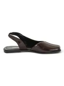 Women's Slingback Flat Shoe, Brown Macerata Style, Square Toe, Elegant, Comfortable, , Ref: R-150 - 咖啡棕 - 查看 3