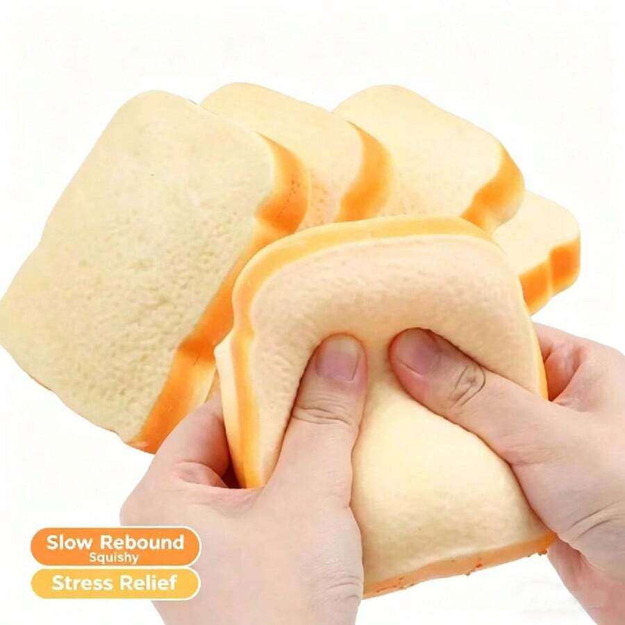 1pc New Slow Rebound Extra Soft Bread Squeeze Toy, Bread Shaped Slow Rising Stress Relief Toy, Gag Gift - Multicolor - View 1