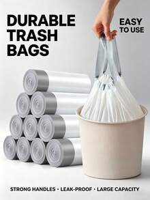 Drawstring Trash Bags, Thick & Large, No Tearing, For Kitchen, Bathroom - Multicolor - View 1