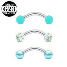 3件套 ASTM F-136 钛金属眉骨穿孔饰品 16G 耳环 垂直唇钉 唇部饰品 弯曲杠铃眉环 小巧醒目的多色球耳骨耳廓耳蜗耳屏穿孔饰品 男女日常佩戴 - Curved Barbell Ring - 查看 5