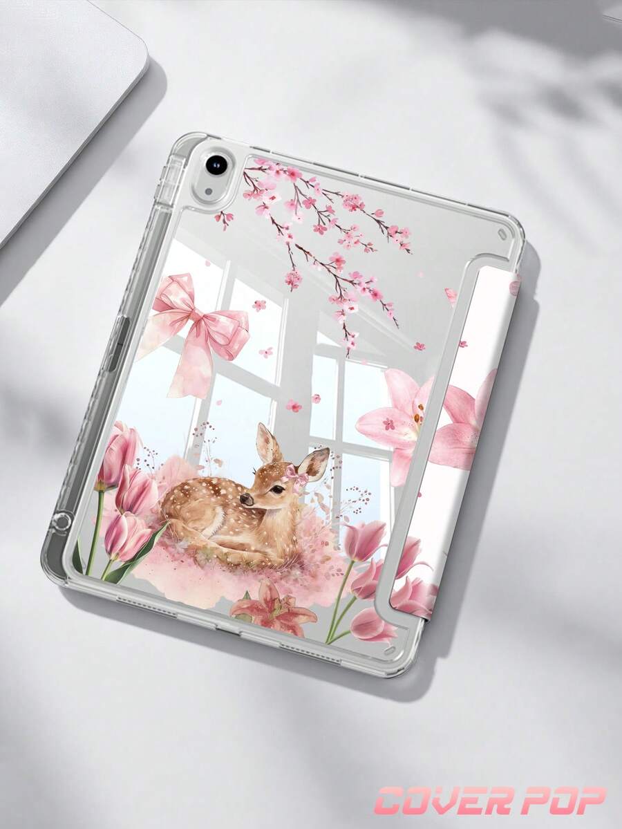 Deer Pattern Compatible With IPad 10th Generation, 10.2/Mini6/Mini7/9.7 Inch, Galaxy Tab A9 Plus Tablet Protective Case, 3+ Years Anti-Bending, Built-In Pen Slot, Suitable For Kindle (11th Gen) 2022 Edition, Reinforced Silicone Corners, Auto Wake/Sleep Function, Perfect Daily Protection, Valentine's Day Christmas Spring Romantic Gift, Fashionable Minimalist Pattern