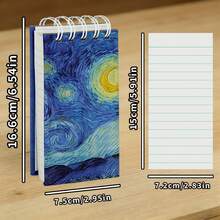 1Pc,A6,232Pages,Van Gogh Hardcover Notebook,Coil-Bound Pocket Planner,Memo Pad,Compact And Portable,Ultra-Thick,Notepad,Travel Journal,School Supply,Class Diary,Office,Mother's Day,Perfect Gifts - A6 - View 3