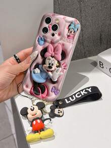 This Disney Mickey Mouse Lanyard Phone Case Is Fully Covered In TPU Material. It's Shockproof, Lightweight, And Compatible With IPhone17/16/11/13/15/15 Plus/15 Pro/15 Pro Max/12/14 Pro Max/11 Pro Max/12 Pro/12 Pro Max/13. This Phone Case Makes A Popular Birthday Gift Or Business Gift; It's Durable, Stain- And Fingerprint Resistant, And Suitable For Both Men And Women. The Set Also Includes A Mickey Mouse Phone Case And A Mickey Mouse Plush Bracelet. It's A Perfect Gift For Friends And Family. This Stylish Phone Case Is Fun, Lightweight, And Durable. IPhone17 Pro Max Phone Case, Minnie Mouse Phone Case. - 白色 - 查看 2