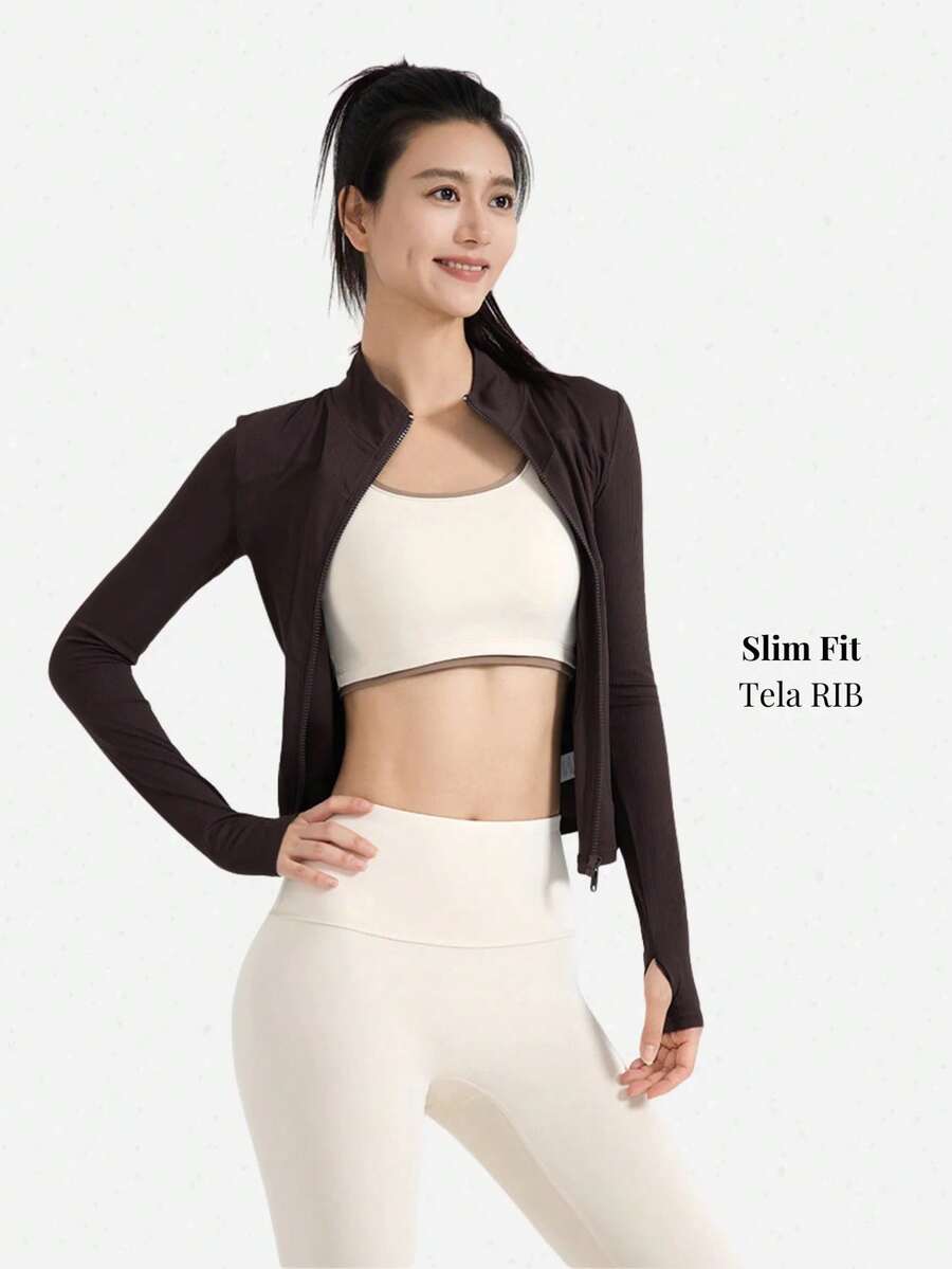 Chaqueta De Rendimiento Con Diseño Aerodinámico Featherfit Liso CJEK - Cafetería - Ver 1