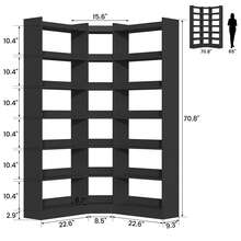 Modern L-Shaped Corner Bookshelf - 6-Tier 12-Compartment Space-Saver, Anti-Tip & Waterproof, For Living Room/Bedroom/Kitchen - màu đen - Xem 2