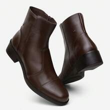 Vittal Women's Luna Genuine Leather Ankle Boot With Side Zipper - Cà phê nâu - Xem 5