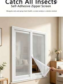 1 tấm lưới chống muỗi cho cửa sổ nhà, thiết kế khóa kéo được cải tiến giúp dễ dàng tiếp cận cửa sổ hơn, lắp đặt tự dính không cần khoan, có thể tháo rời và tái sử dụng, phù hợp với nhiều loại cửa sổ, ngăn ngừa muỗi làm phiền. - Khóa kéo màu trắng - Xem 64