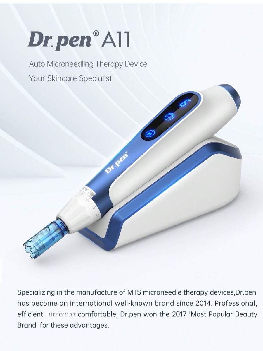 Dr.pen Dr. Pen A11 专业美容笔套装，包含 2 个墨盒、LED 显示屏、6 档可调速度、智能充电底座、符合人体工程学设计，助您在家轻松打造光滑透亮肌肤