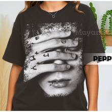 Coachella Singing With You T-Shirt, Retro Singer Collage Graphic, Nostalgia Stage Aesthetics Shirt Blouses For Women T-Shirts Cotton Summer Top Elegant Goth Vacation Tops Glitter T-Shirts - Black - View 6