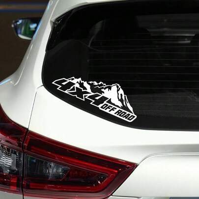 1张4x4越野山地车贴纸，防水乙烯基材质，适用于皮卡、SUV、大型卡车等，可作车门外装饰。