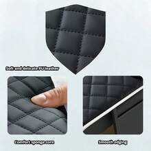 多功能扶手增高垫，PU皮革材质，带杯架、纸巾盒槽、储物袋、手机槽和内置氛围灯条。 - 彩色 - 查看 3