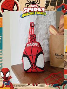 Marvel 1个漫威官方授权/蜘蛛侠图案单肩包，男童休闲斜挎包，轻便可调节肩带胸包，卡通零钱包，适合男孩、年轻粉丝、学生，完美适用于日常上学、户外玩耍、主题公园游玩、假期旅行，方便携带零食。 - 彩色 - 查看 9