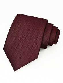 1pc Men's Solid Color Casual Necktie, Polyester Fiber, Burgundy/Black, Versatile For Streetwear, Workplace, All Seasons - Multicolor - View 15