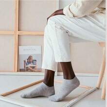 1/3/10/12 Pairs Black White Grey Three-Color Unisex Boat Socks, Sweat-Absorbing, Breathable, Simple And Comfortable, Suitable For Daily Wear - Multicolor - View 5