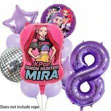 KPop Demon Hunters Purple Cool Girl Kids Birthday Party Decor Balloon Number Set, Baby Shower Party Supplies, Gift & Toy - Balloon Set - View 11
