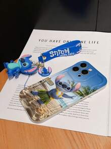 Disney Has Authorized, Phone Case - Chain Set, The Stitch Lilo & Stitch Phone Case Plus A Silicone 3D Or Fluffy Style Stitch Bracelet With Metallic Ring Removable Bracelet, Stitch And Angel Pattern, Compatible With Iphone 17/16/15/14/13/12/11/XS/XR/X Plus Pro Max, Wavy Design Phone Case For Girl, A Stylish Cartoon Summer Phone Case, The Perfect Gift Choice, Phone Protection, Durable Phone Cover, Great Gift For Friends And Family - 白色款式A - 查看 5