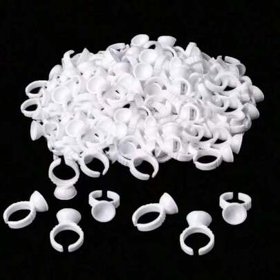 100pcs Pigment Glue Rings Tattoo Ink Holder, Eyebrow Makeup Accessories Eyelash Extension Glue Cups