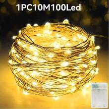 1条5米50LED/10米100LED串灯,电池供电,暖白/白/彩色,最适合花园/庭院/树木/房间装饰(不含电池) - 彩色 - 查看 13