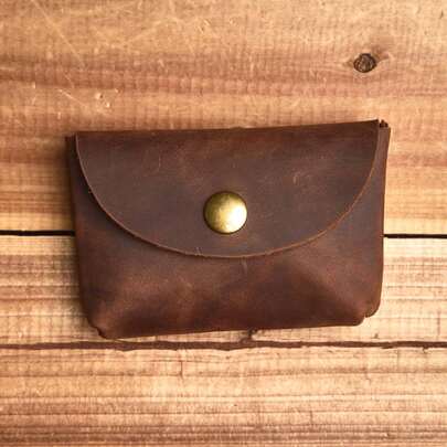 Genuine Leather Men's Wallet Double Zip Wallet Women's Wallet Natural Leather Mini Wallet Card Holder Men's Wallet Clutch