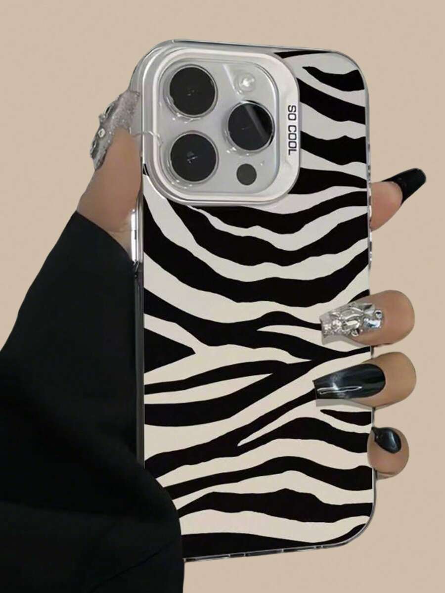 1个活力黑白斑马纹防震全包手机壳，适用于 11/12/13/14/15/16/17/PROMAX - 黑與白 - 查看 1
