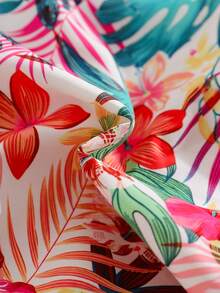 男嬰休閒花卉葉片印花領口口袋襯衫搭配鬆緊腰短褲 2件套 時尚休閒套裝 適合春夏 日常旅行度假 - 彩色 - 查看 8