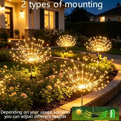 1PC, 90/480LED Outdoor DIY Light, 8 Lighting Modes Solar Fireworks Light, Garden Landscape Light, Wedding And Wedding Atmosphere Light, Christmas Decoration, Solar Lights Outdoor Decorative For Yard & Garden,Enhance Your Outdoor Space With Solar Lights Outdoor, Solar Lights Outdoor Decorative, Outdoor Solar Lights