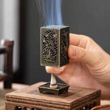 Lư hương vuông đứng nhỏ gọn bằng hợp kim Xiangyun, vật trang trí nhà cửa dùng trong nhà, lư hương hình hoa mai Trung Quốc. - nhiều màu - Xem 1