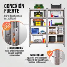 2 unidades de estanterías metálicas galvanizadas de 180x90x40cm con 5 baldas ajustables, estantes modulares de alta carga (1750 kg) para garaje, trastero y cocina - Ver 6