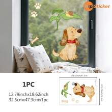 SUPSTICKER 1入 DIY 動物窗貼，透明 PVC 可移除撕貼式玻璃貼紙，適用兒童房、育兒室、窗戶裝飾，3 款可選 - 彩色 - 查看 12