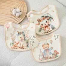 3 件套防水 U 型围兜，婴儿口水拍嗝巾，男女通用婴儿喂食配件 - 彩色 - 查看 12