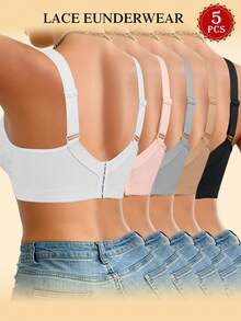 5pcs/Set Multicolor Sexy Lace Bras, Comfortable Underwire Push-Up Bras For Women - Multicolor - View 3