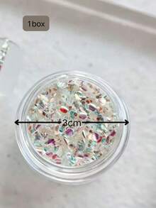 1盒極光幻彩碎片美甲材質，秋冬氛圍主題，折射多色亮面，指甲DIY裝飾，美甲沙龍風百搭美甲裝飾配件 - 彩色 - 查看 7